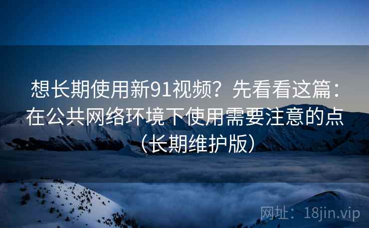 想长期使用新91视频？先看看这篇：在公共网络环境下使用需要注意的点（长期维护版）