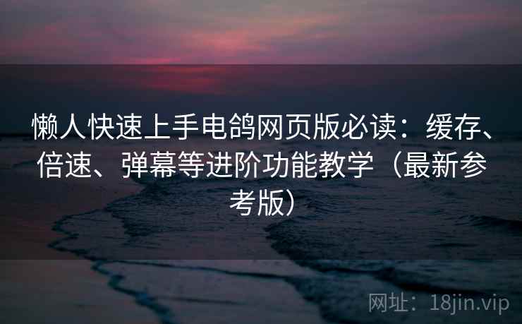懒人快速上手电鸽网页版必读：缓存、倍速、弹幕等进阶功能教学（最新参考版）