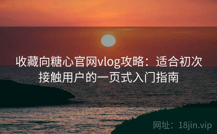 收藏向糖心官网vlog攻略：适合初次接触用户的一页式入门指南